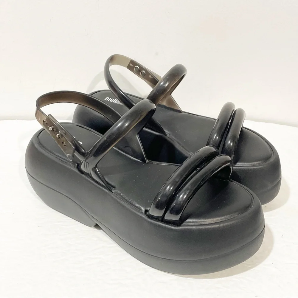 Melissa Women's Size 9 Black Air Bubble Platform Sandal Shoes‎